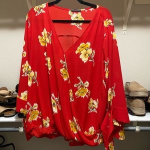 West Kei Allan Tie Sleeve Surplice Blouse